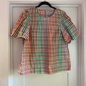 Kate Spade Plaid Blouse in Rainbow Plaid
